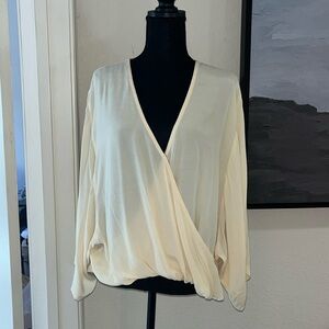 Ava Sky Crossover Banded Bottom Blouse NWT